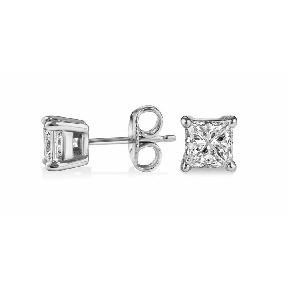 18K White Gold 1 CTTW Diamond Stud Earrings (G-H, SI1-SI2) - YuppyCollections