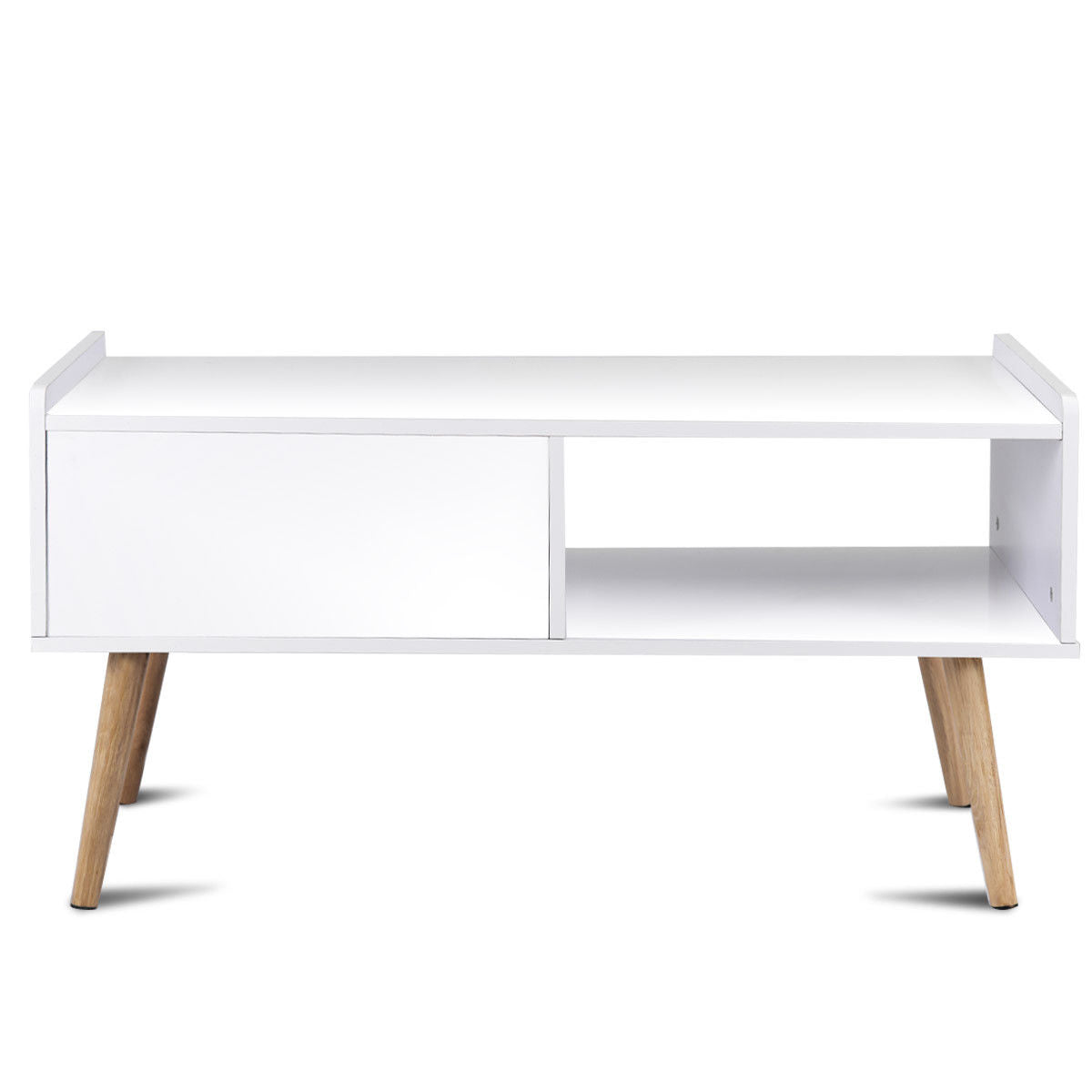 Costway Modern Coffee Table Side End Table Cabinet With Drawers Solid Wood LegsCostway Modern Coffee Table Side End Table Cabinet With Drawers Solid Wood Legs - YuppyCollections