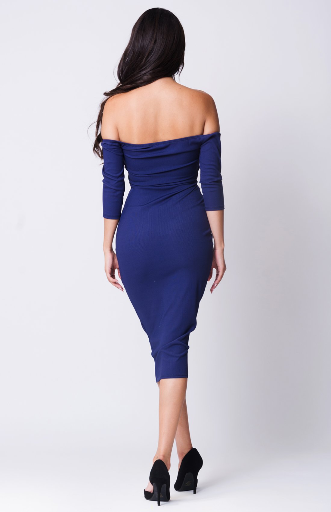 Off Shoulder Button Midi Dress - YuppyCollections