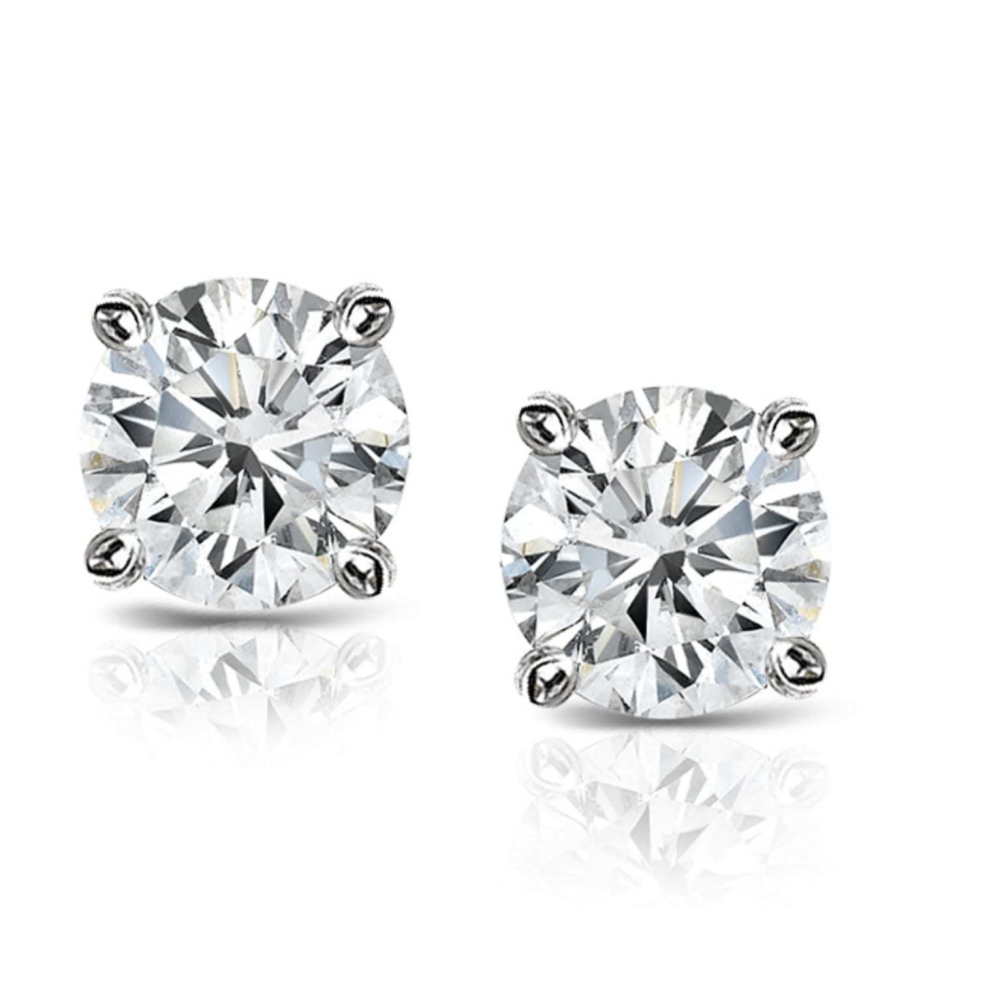 14k White Gold .50 ct. TDW Solitaire Diamond Stud Earrings (I-J,SI1-SI2) - YuppyCollections