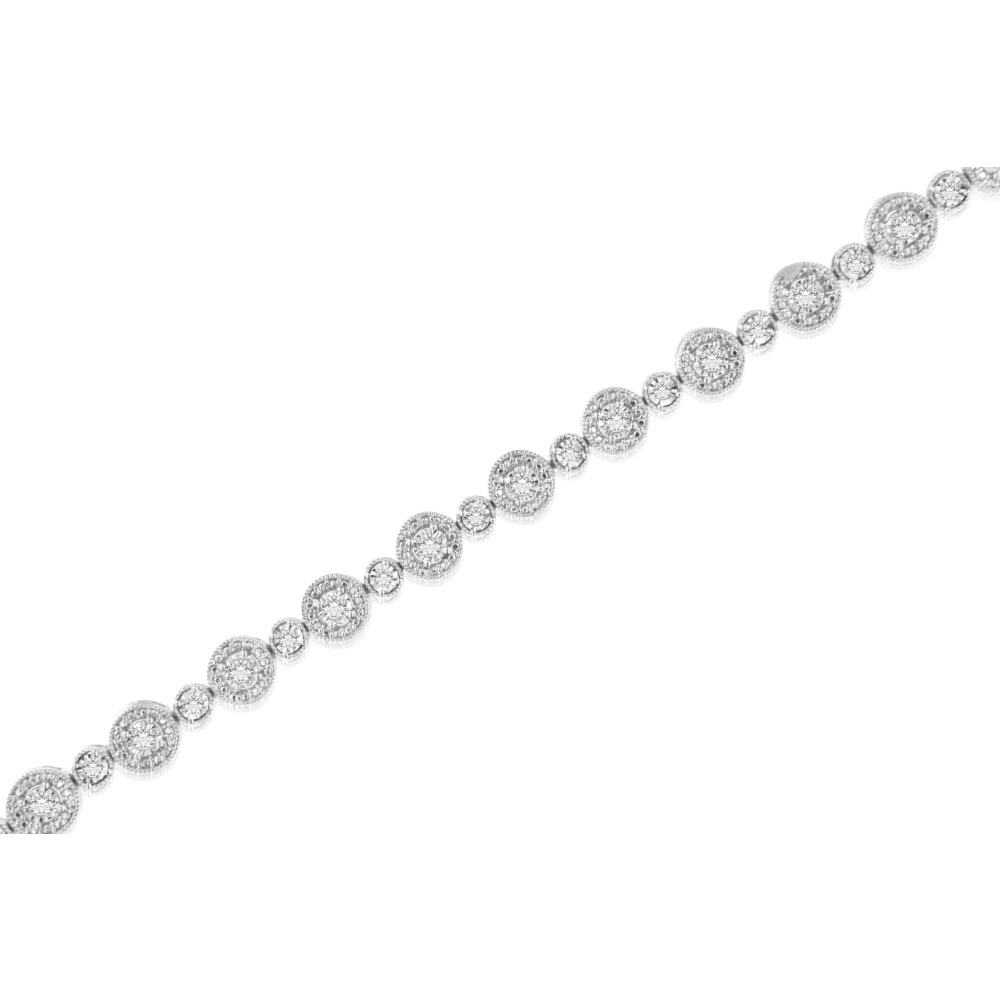 Sterling Silver 1.33ct TDW Diamond Link Bracelet (I-J,I3-Promo) - YuppyCollections