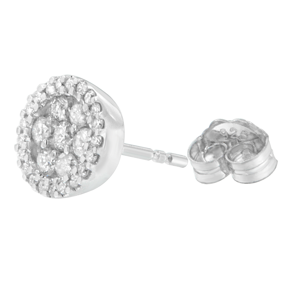 14k White Gold 1ct TDW Floral Cluster Diamond Stud Earrings (H-I, I1-I2) - YuppyCollections