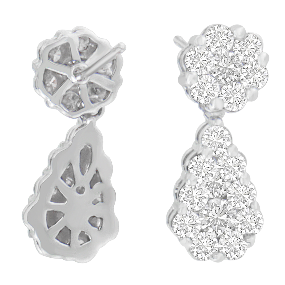 18K White Gold 3ct. TDW Round-cut Diamond Earrings (H-I,I1-I2) - YuppyCollections