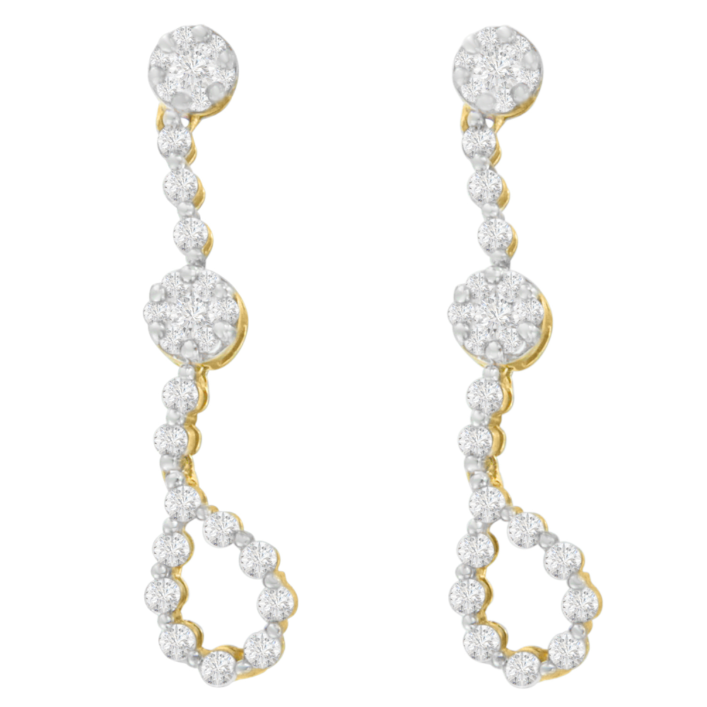 14K Yellow Gold 1 5/8ct. TDW Round-cut Diamond Earrings (I-J,SI1-SI2) - YuppyCollections