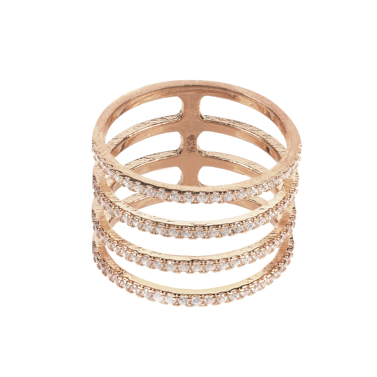 Four Line Geometric Fashion Ring Rosegold - YuppyCollections