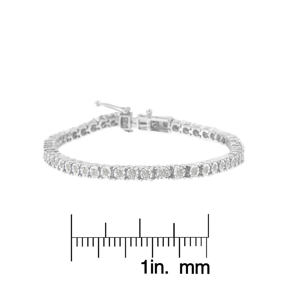 Sterling Silver 1ct TDW Rose-cut Diamond Tennis Bracelet (I-J, I3-Promo) Size 8 - YuppyCollections