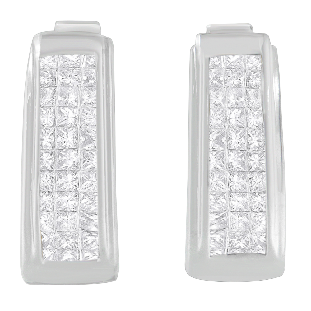 14K White Gold 1.05 ct.TDW Princess Cut Diamond Earrings (H-I,VS1-VS2) - YuppyCollections