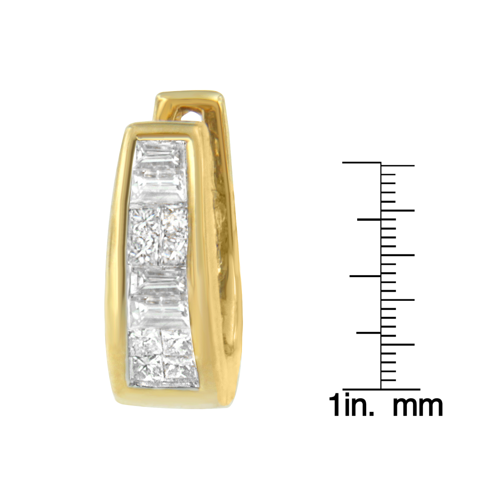 14k Yellow Gold 1/2ct TDW Princess and Baguette Diamond Earrings (I-J,VS1-VS2) - YuppyCollections