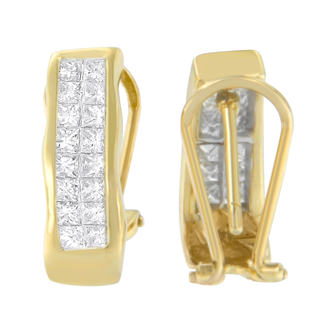 14K Yellow Gold 1ct. TDW Princess-cut Diamond Earrings (G-H,VS1-VS2) - YuppyCollections