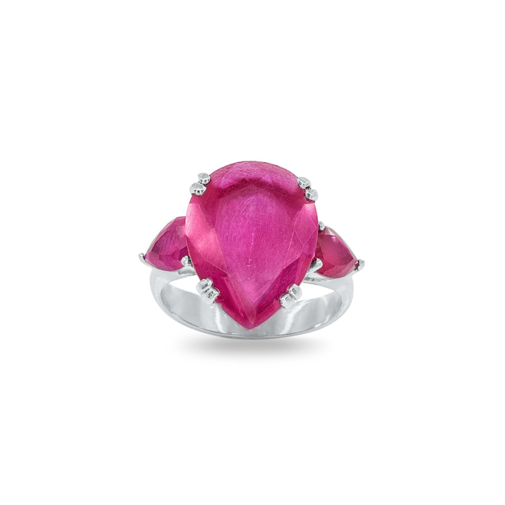 Lab Created Ruby Oval Ring in Sterling Silver - YuppyCollections