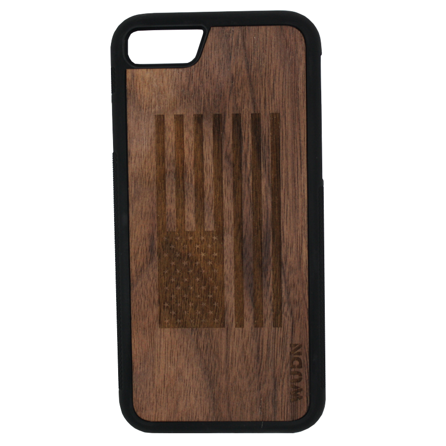 Slim Wooden Phone Case (Black Walnut) | American Flag - YuppyCollections