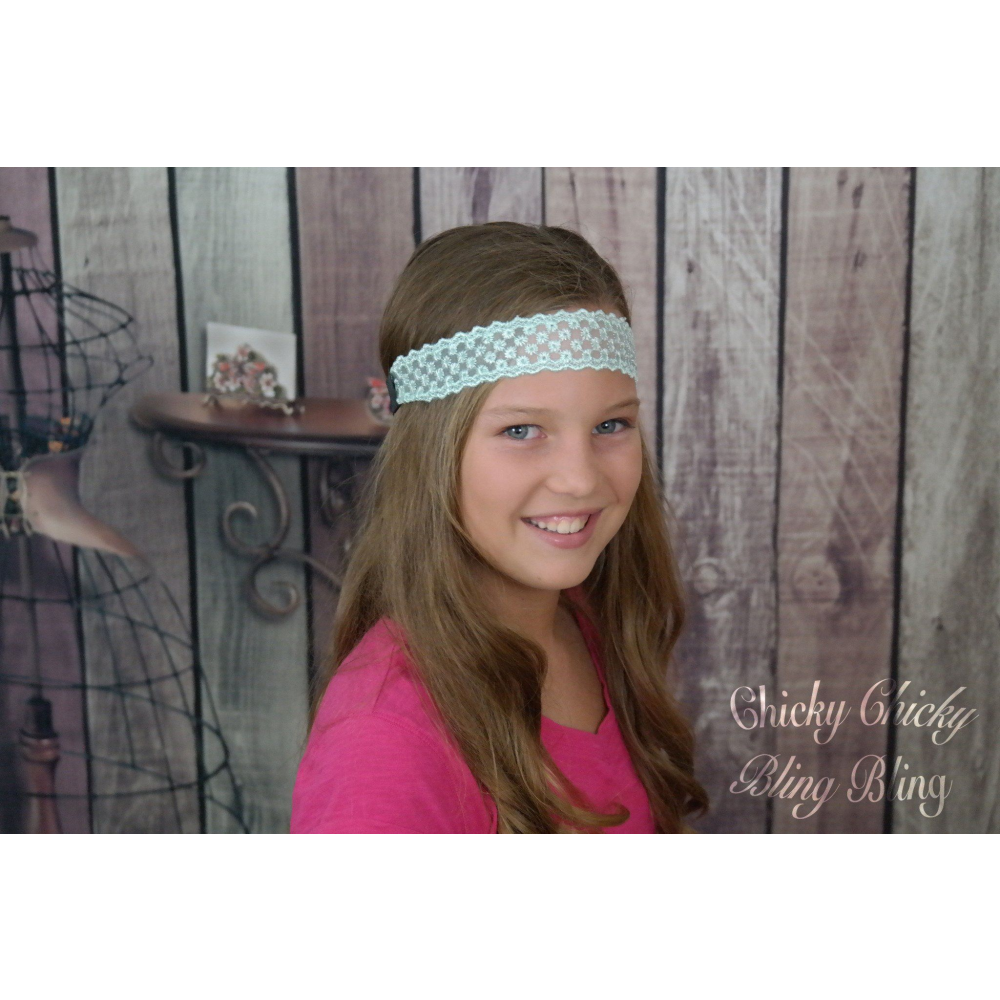 Mint Snowflake Lace headband - YuppyCollections