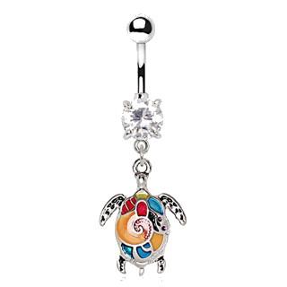 316L Stainless Steel Aloha Sea Turtle Dangle Navel Ring - YuppyCollections