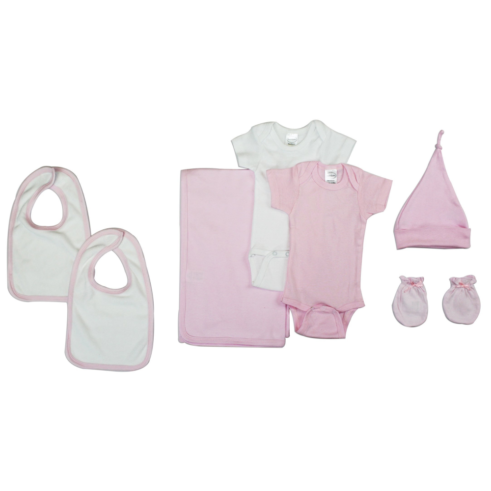 Bambini Newborn Baby Girl 7 Pc Layette Gift Set  - Made in USA - YuppyCollections