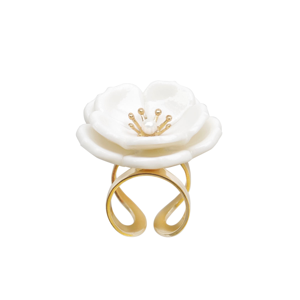 Porcelain Plum Blossom Statement Ring - YuppyCollections