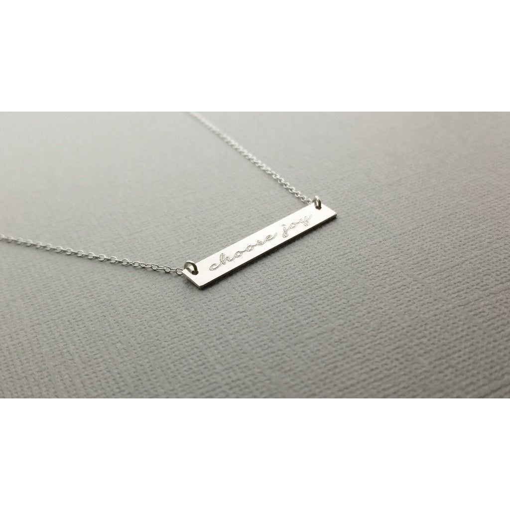 Choose Joy Bar Necklace, A Personalized Hand Stamped Necklace - YuppyCollections