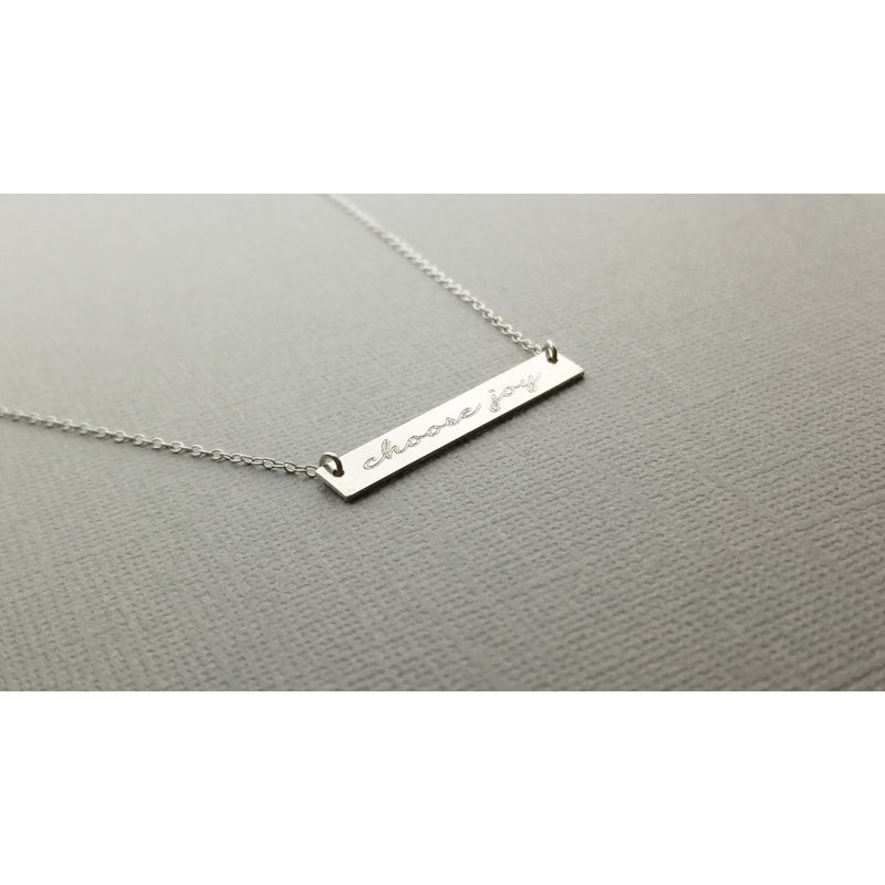 Choose Joy Bar Necklace, A Personalized Hand Stamped Necklace - YuppyCollections