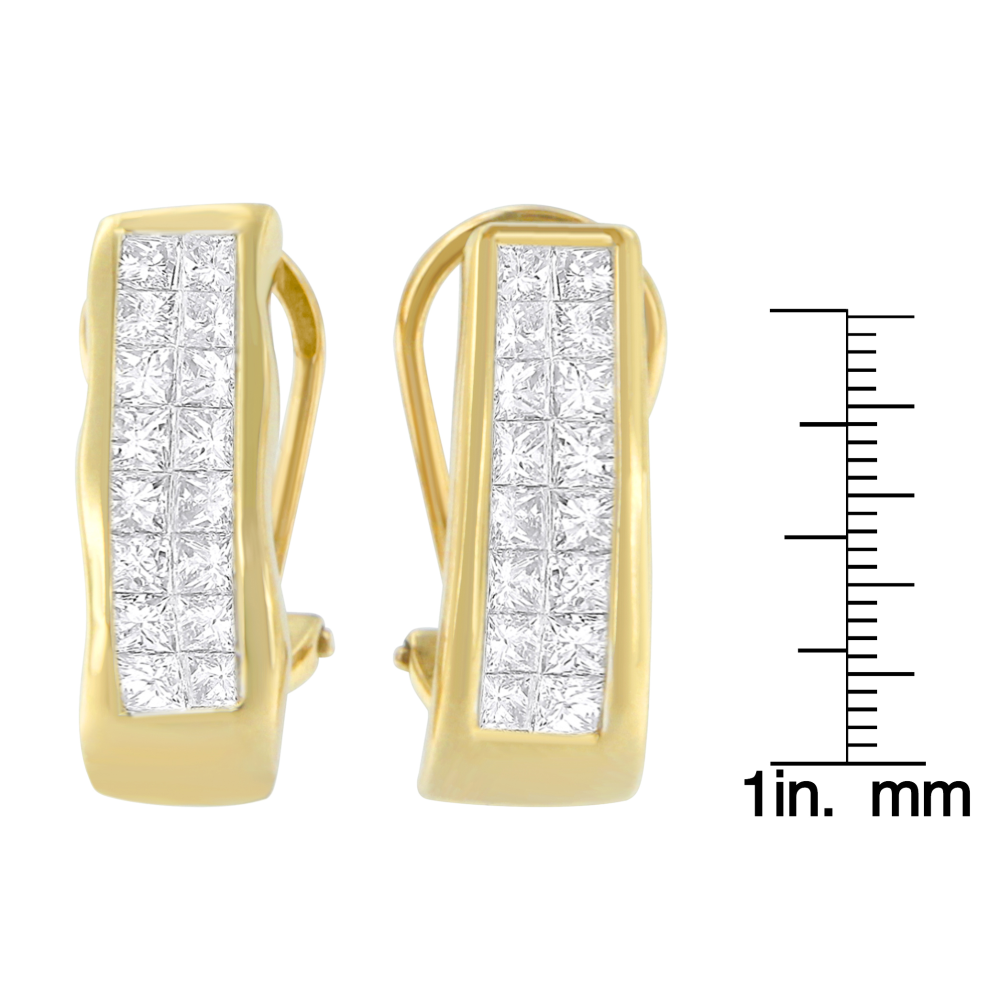 14K Yellow Gold 1ct. TDW Princess-cut Diamond Earrings (G-H,VS1-VS2) - YuppyCollections