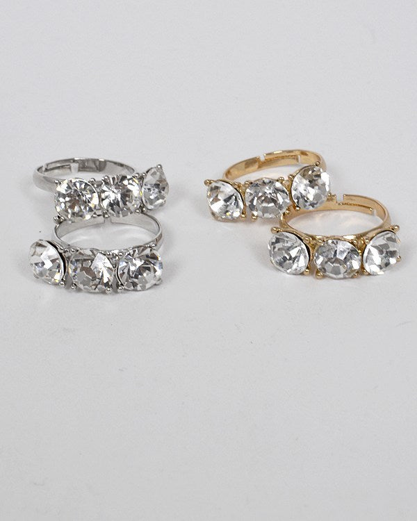 Set of Two Small Crystal Studded Ring - YuppyCollections