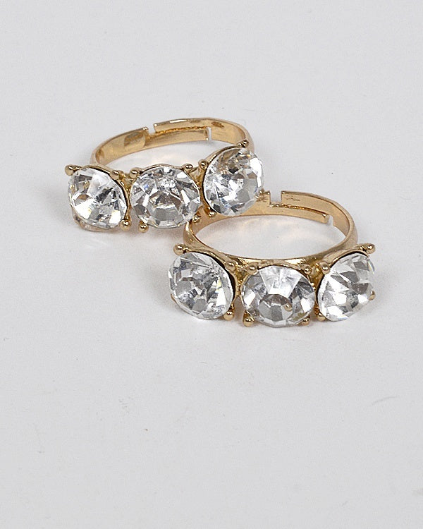 Set of Two Small Crystal Studded Ring - YuppyCollections