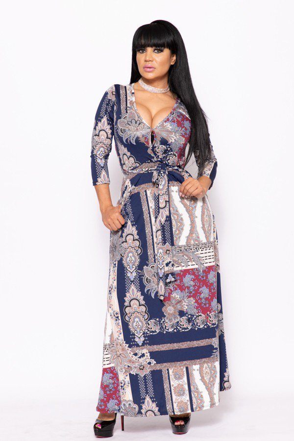 Elegant Maxi Dress With A Waist Tie - YuppyCollections