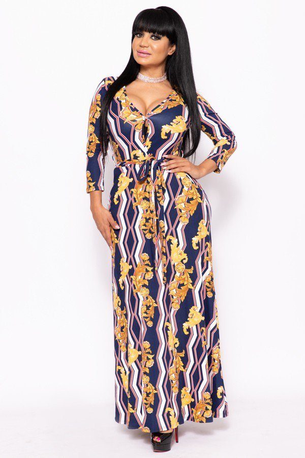 Elegant Maxi Dress With A Waist Tie - YuppyCollections