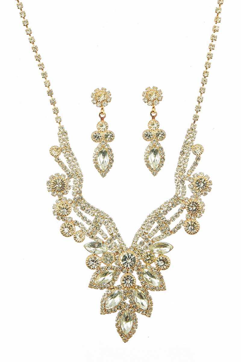 Luxury Marquise Multi Rhinestone Necklace And Earring Set - YuppyCollections