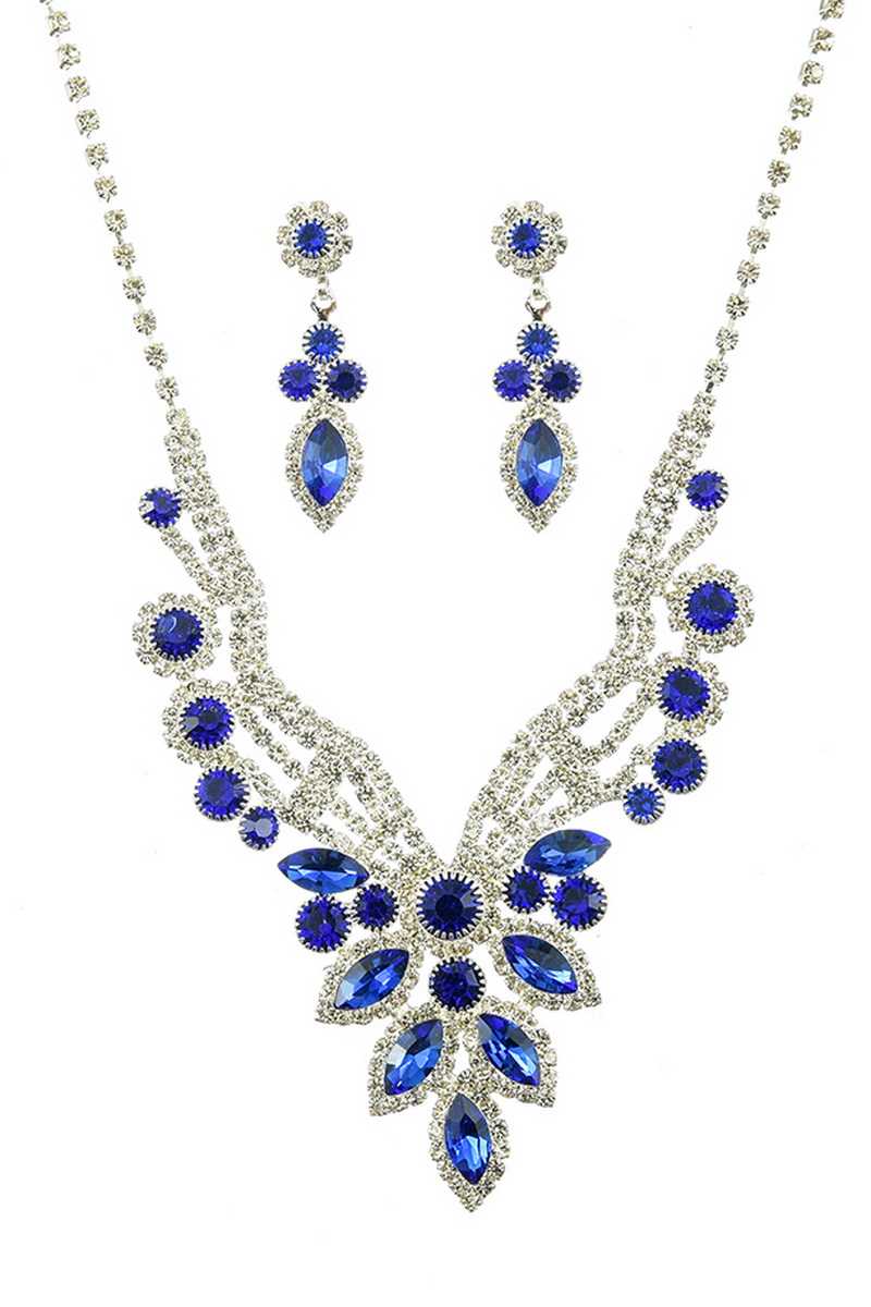 Luxury Marquise Multi Rhinestone Necklace And Earring Set - YuppyCollections