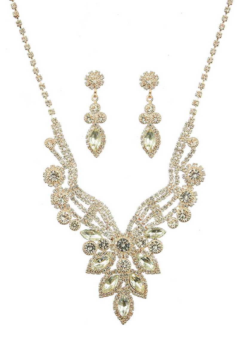 Luxury Marquise Multi Rhinestone Necklace And Earring Set - YuppyCollections