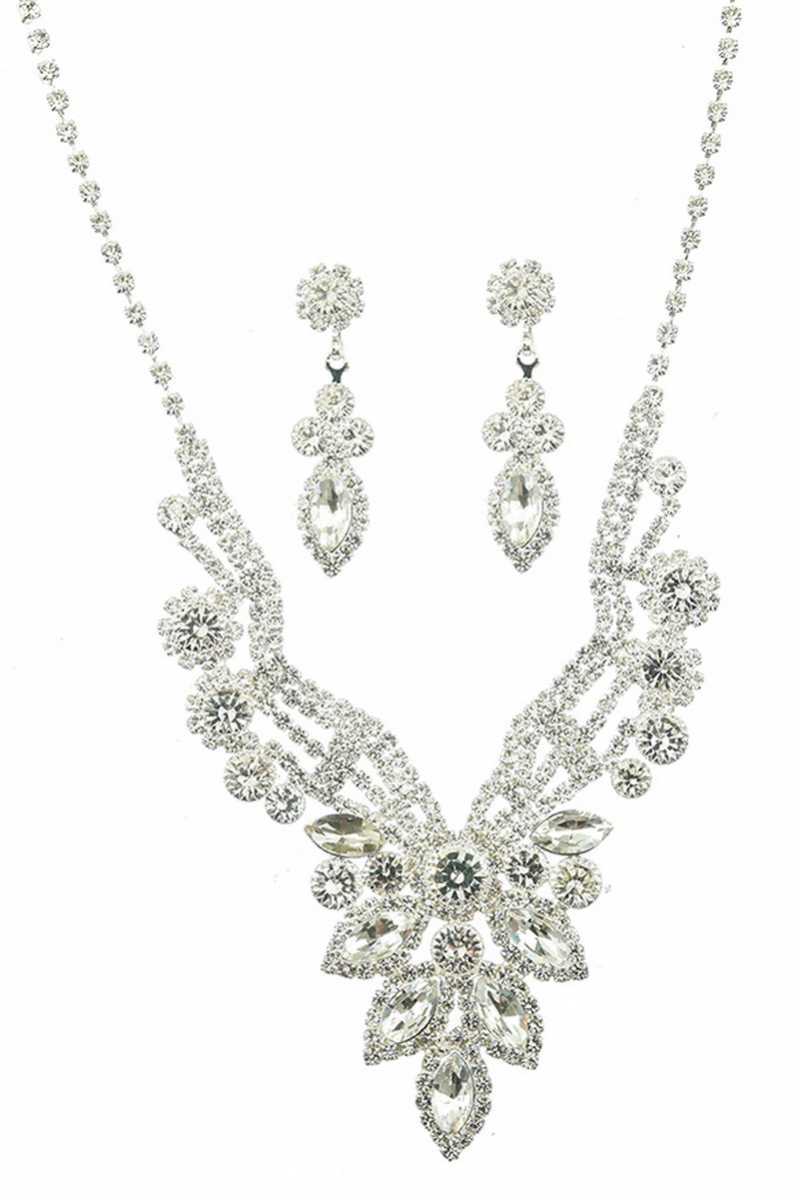 Luxury Marquise Multi Rhinestone Necklace And Earring Set - YuppyCollections