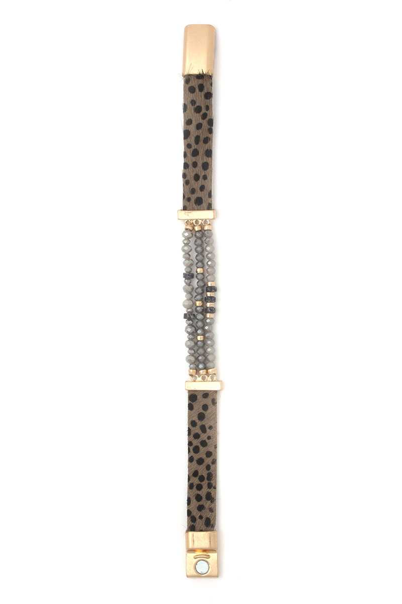 Animal Print Beaded Wrap Bracelet - YuppyCollections