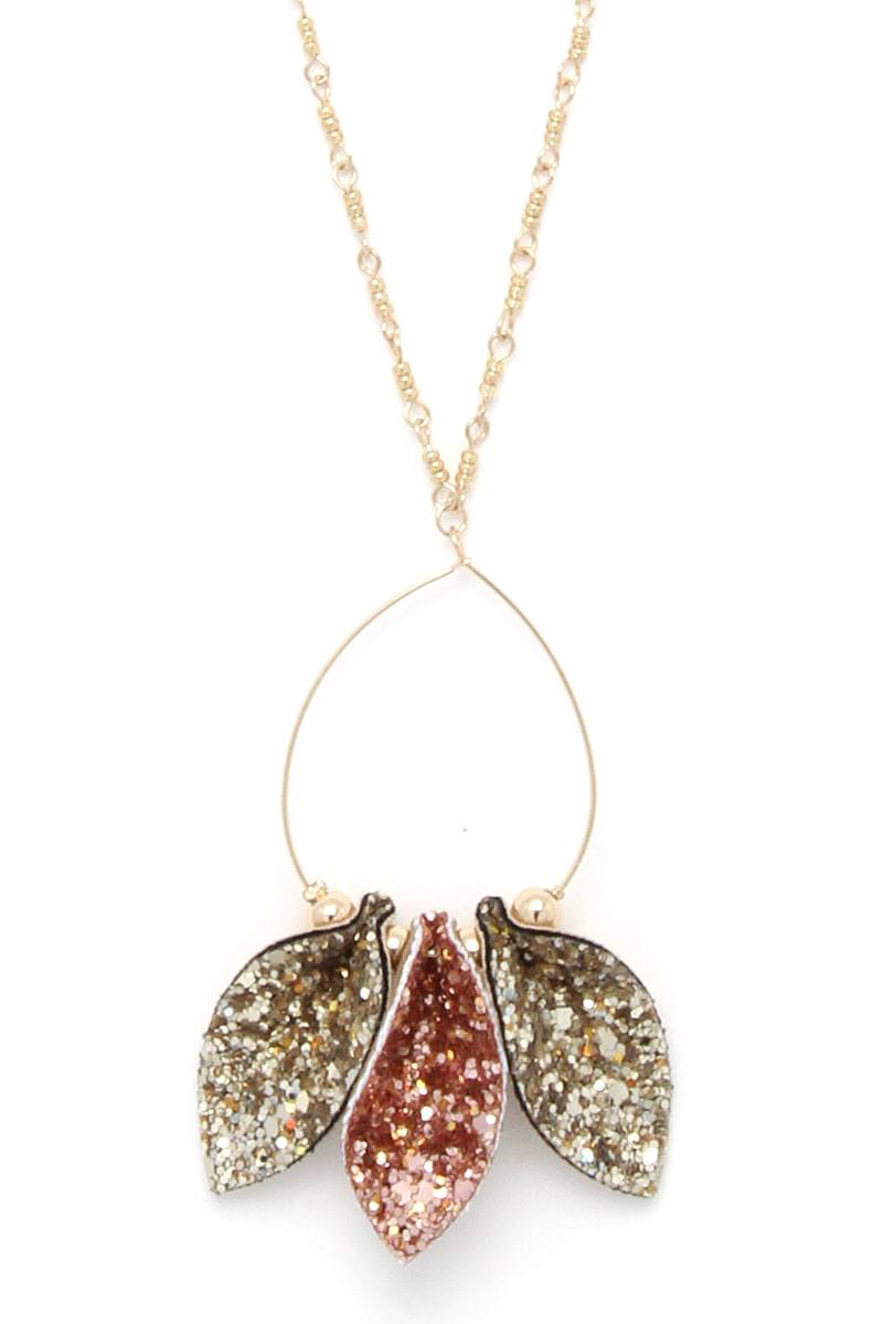 Glitter Teardrop Shape Pendant Necklace - YuppyCollections