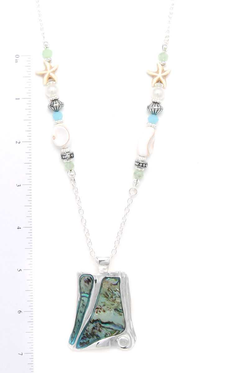 Abalone Organic Shape Pendant Beaded Necklace - YuppyCollections