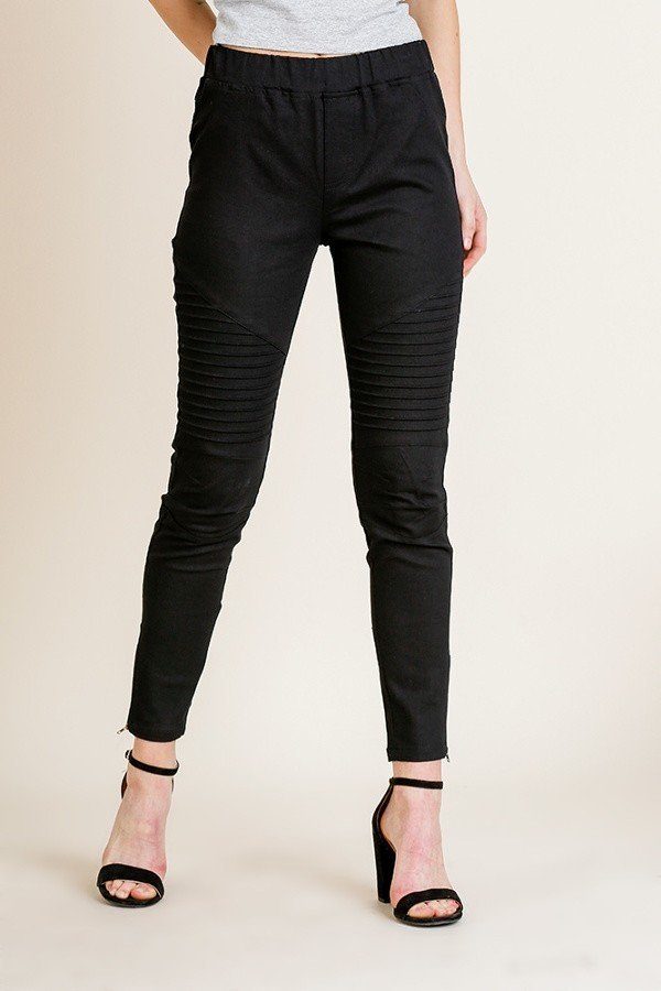 High Waist Skinny Moto Pant - YuppyCollections