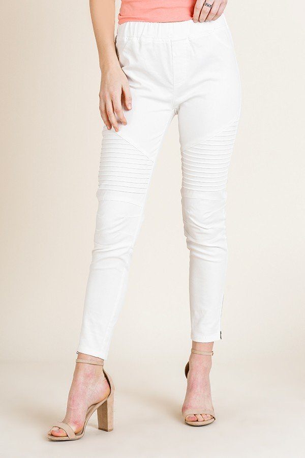 High Waist Skinny Moto Pant - YuppyCollections