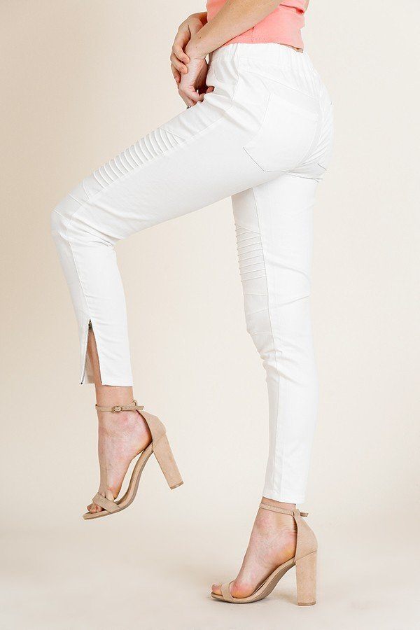 High Waist Skinny Moto Pant - YuppyCollections