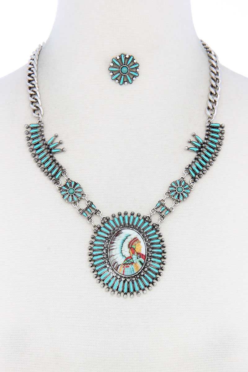 Multi Color Indigenous Pendant Necklace - YuppyCollections