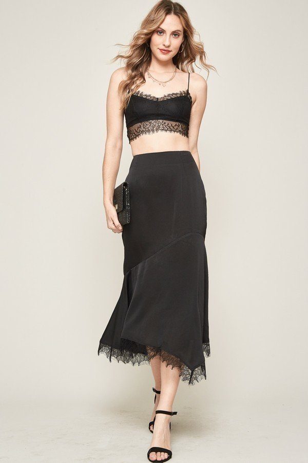 A Solid Woven Midi Skirt - YuppyCollections