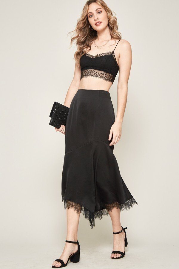 A Solid Woven Midi Skirt - YuppyCollections