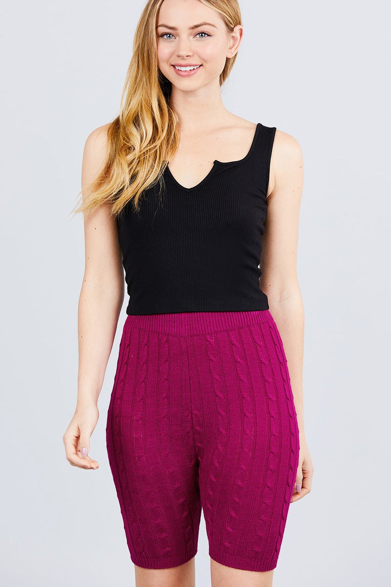 Twisted Effect Bermuda Length Sweater Shorts - YuppyCollections