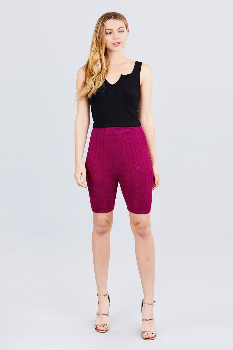 Twisted Effect Bermuda Length Sweater Shorts - YuppyCollections