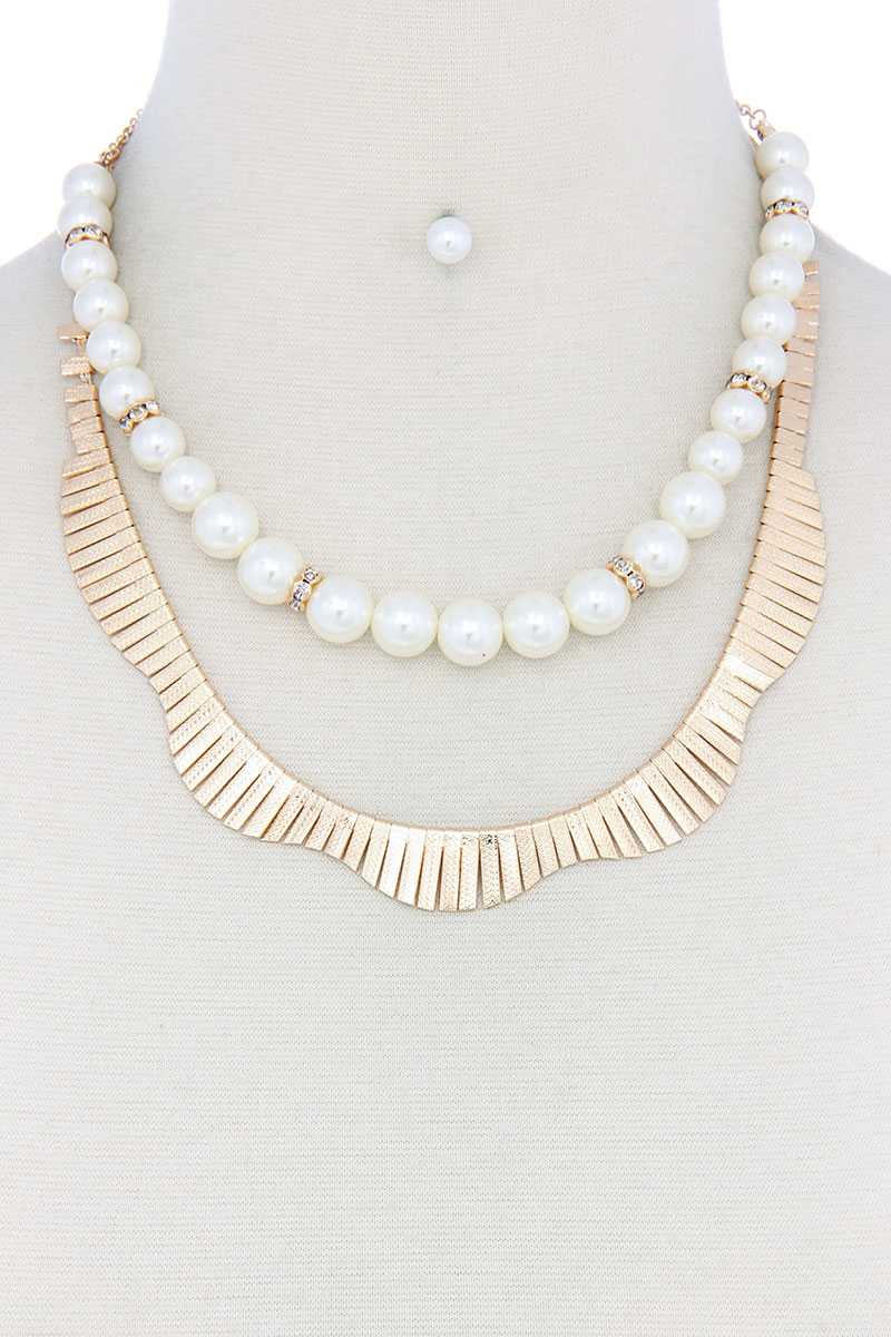 Pearl Metal Layered Necklace - YuppyCollections