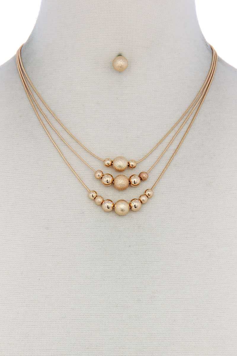 Metal Bead Layered Necklace - YuppyCollections