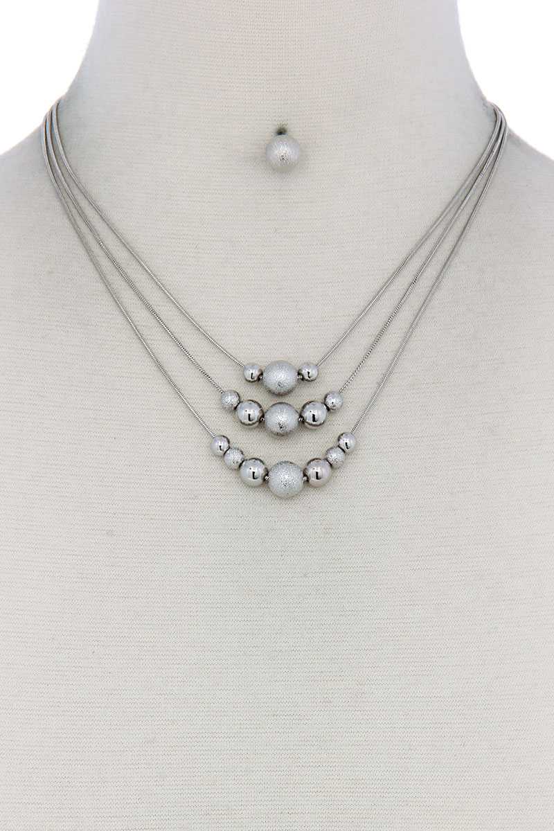 Metal Bead Layered Necklace - YuppyCollections