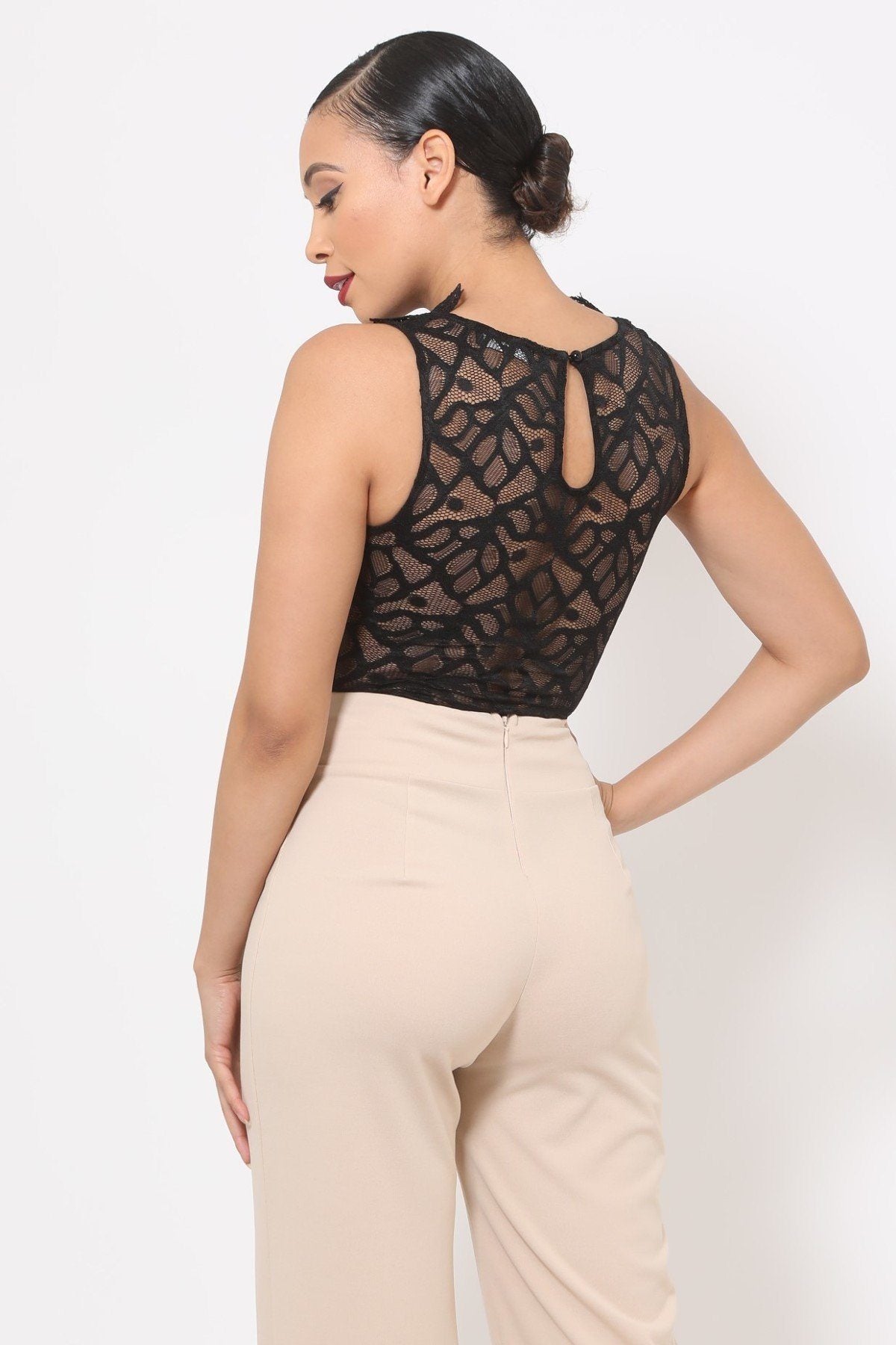 Crotchet Bodysuit W/front Ruffles And Small Mesh Details - YuppyCollections