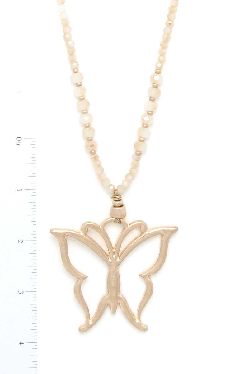 Butterfly Pendant Beaded Necklace - YuppyCollections