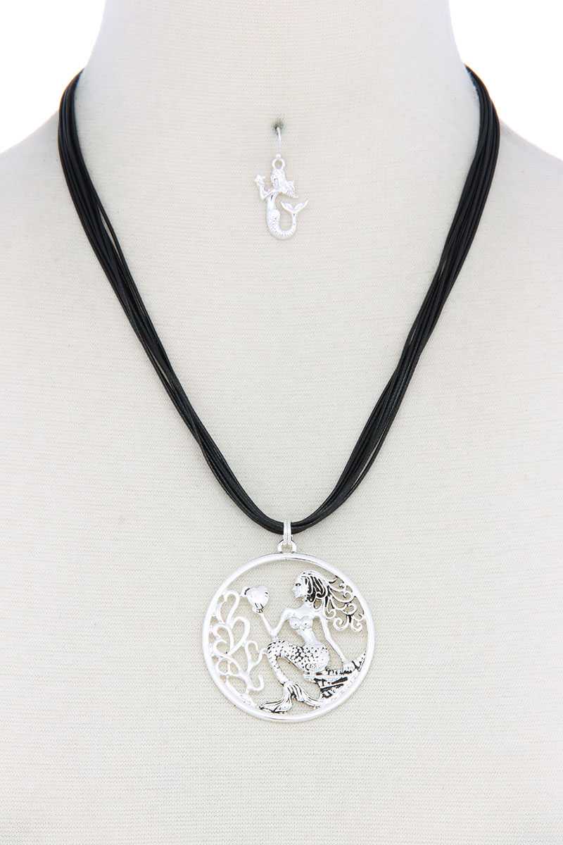 Mermaid Pendant Pu Leather Necklace - YuppyCollections