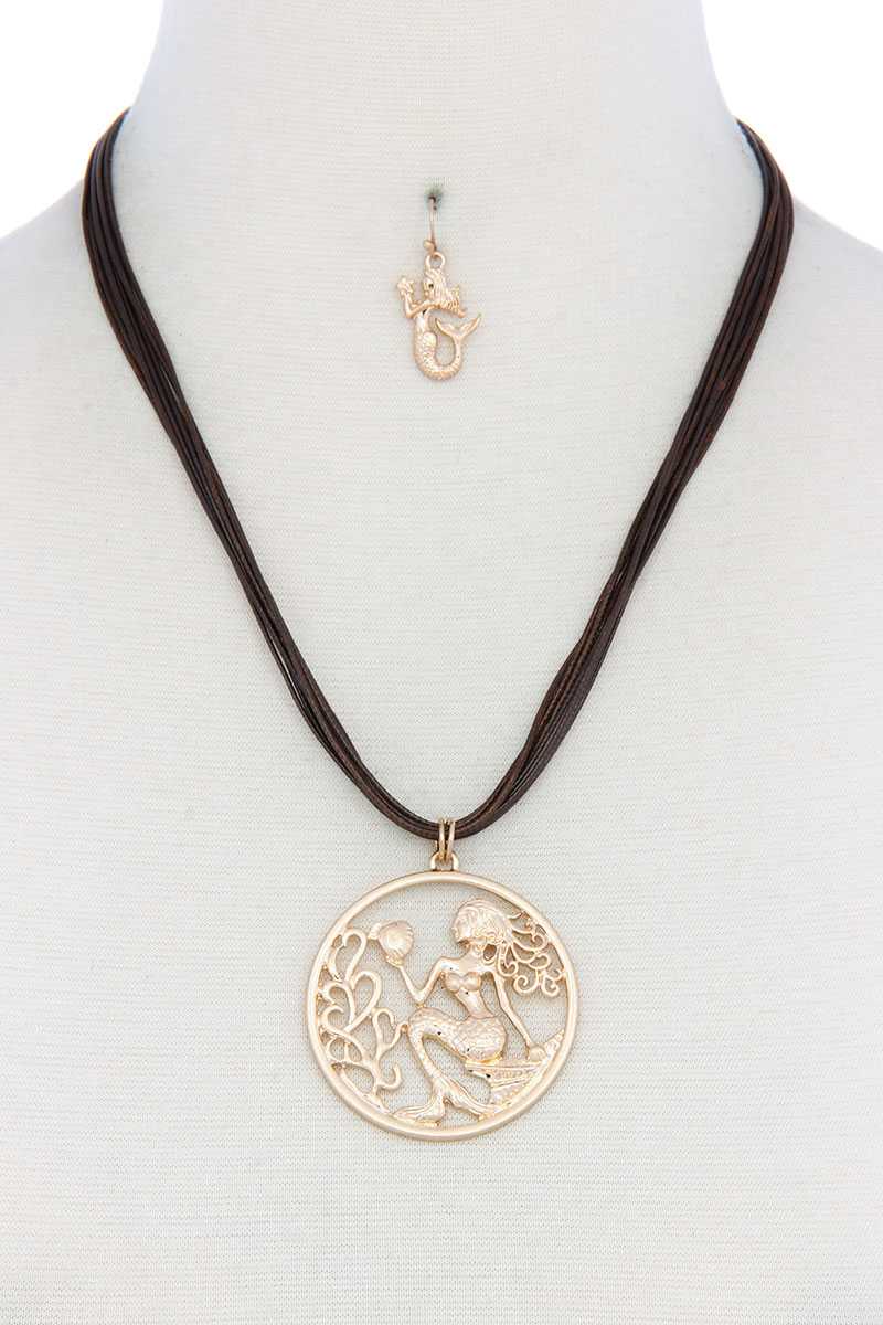 Mermaid Pendant Pu Leather Necklace - YuppyCollections