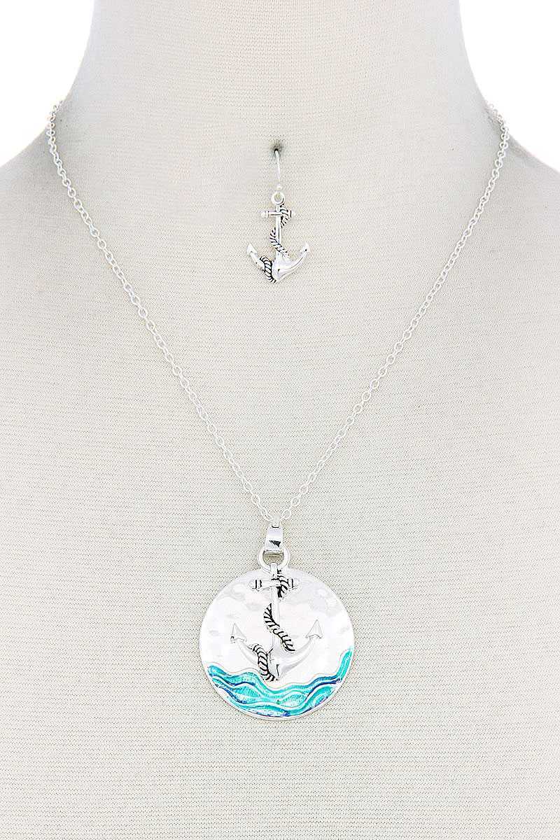 Anchor Round Pendant Necklace - YuppyCollections