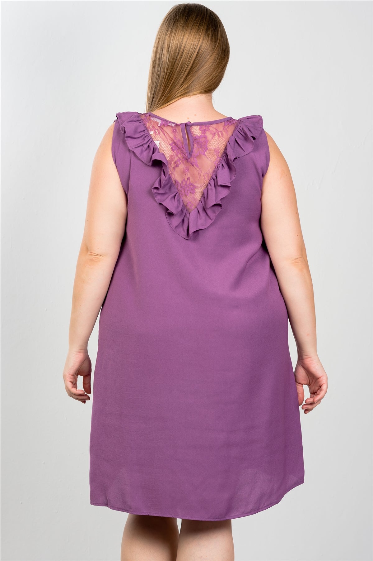 Plus Size Lace Insert Shift Midi Dress - YuppyCollections